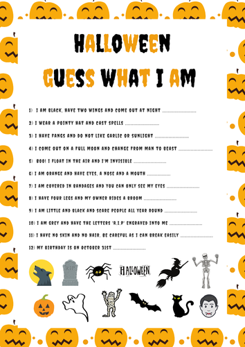 Halloween Guess What I Am Primary School Spooky Guessing Game and Answers.