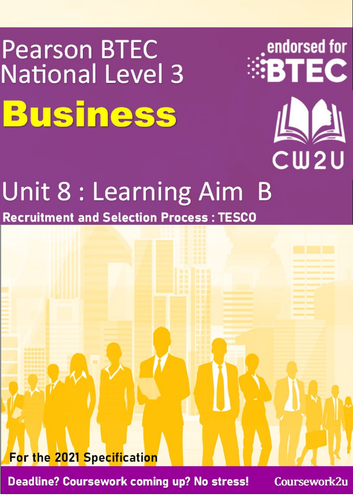 BTEC Business Level 3 - DISTINCTION*  Unit 8  Learning aim B Tesco