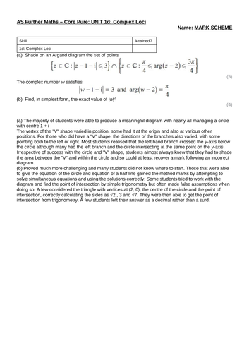 AS Further Maths 'unit test' pack part 1