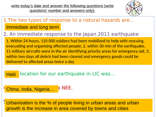 AQA GCSE tectonic unit: living with the risk