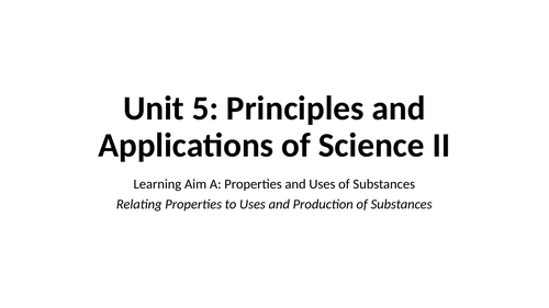 BTEC Level 3 Applied Science Unit 5 Learning Aim A1 (Chemistry)