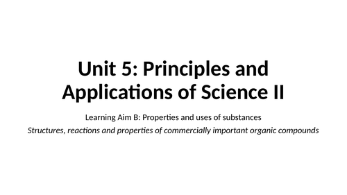 BTEC Level 3 Applied Science Unit 5 Learning Aim A2 (Chemistry)