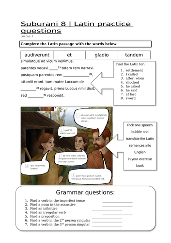 Latin KS3, KS4 Suburani worksheets