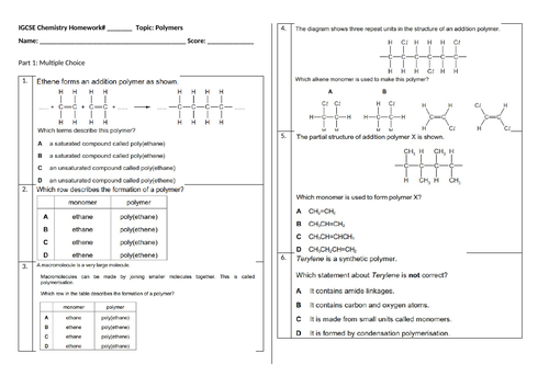 IGCSE Chemistry Revision Questions