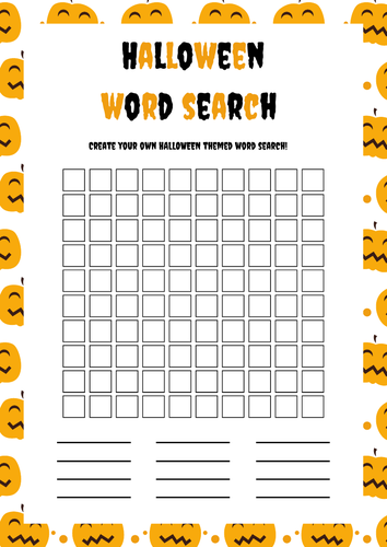 Halloween Create Your Own Word Search - Spooky Fun Activity