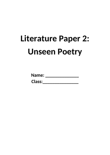 Unseen poetry booklet (AQA GCSE English Literature Paper 2)