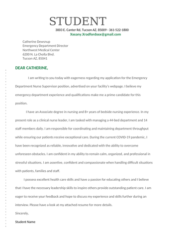 Nrs 451vn Topic 1 Assignment Resume And Cover Letter Teaching Resources