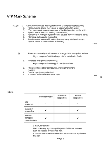 ATP Exam Questions and Mark Scheme