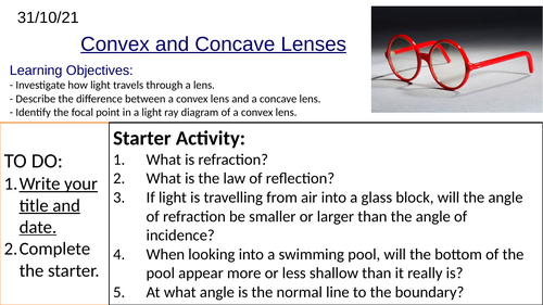 KS3 Physics Convex and Concave Lenses: Complete Lesson