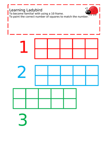 10 frame - painting activity with numbers up to 10