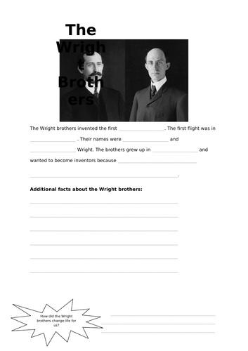 Differentiated Wright Brothers Fact File Template