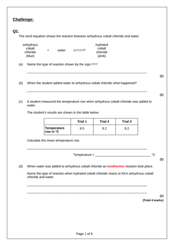 Reversible Reactions and Equilibrium | Teaching Resources