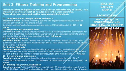 BTEC Sport Level 3 Unit 2 Fitness Training and Programming Exam Preparation