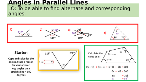 Angles in Parallel Lines Lesson