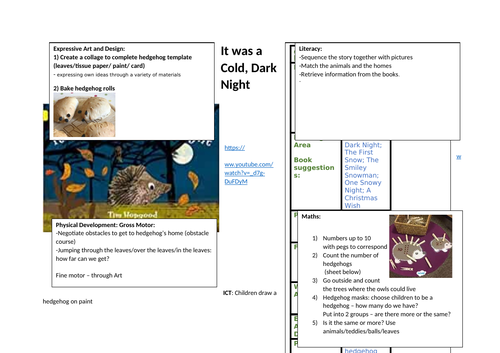 It was a Cold, Dark Night - Reception, EYFS planning; winter, animals, habitats