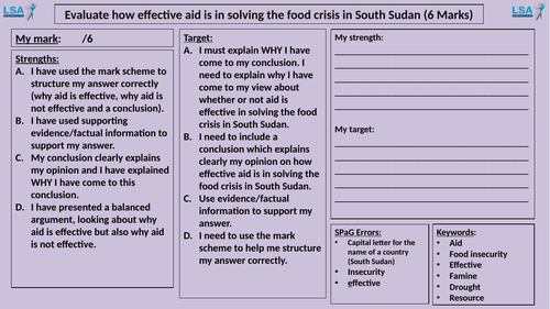 KS3 Marksheet Template