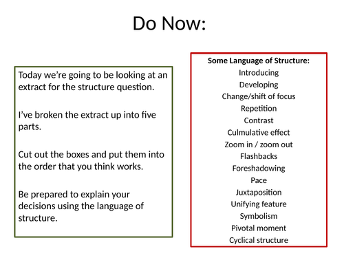 AQA Language Paper 1 Year 9 Complete SOW