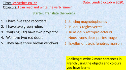 Year 7 French: Autumn 1