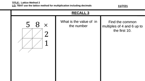 Lattice Multiplication with decimals