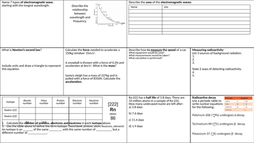 Edexcel Physics Paper 1 Revision Mat