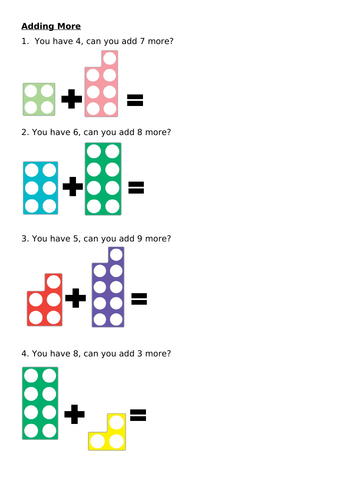 Adding More - Y1 Maths Objective using Numicon