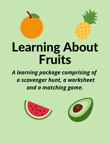 Learning About Fruits/Scavenger Hunt/Matching