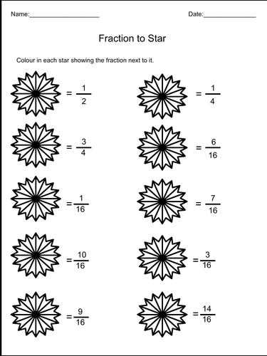 Fractions to Shapes Worksheet