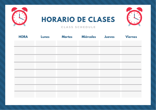 Horario de Clases - Spanish Timetable Template
