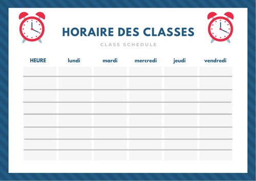 Horaire des Classes - French Timetable