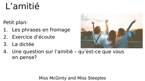 L'amitié - Friendship French PowerPoint