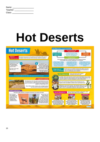 AQA Hot deserts workbook/ revision booklet
