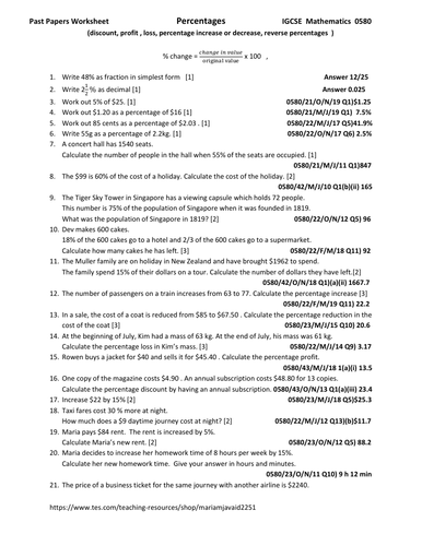 percentages-past-paper-worksheet-cambridge-igcse-mathematics-0580-teaching-resources