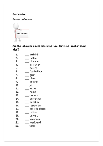 Dynamo 1 - Module 1 - Voici ma salle de classe! - Page 12 - Gender of nouns