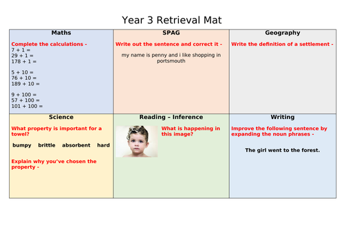Morning Work Retrieval Mats