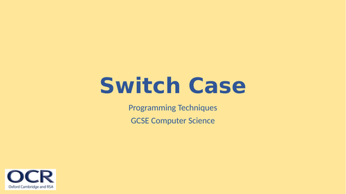 GCSE Computer Science - Switch Case - Python