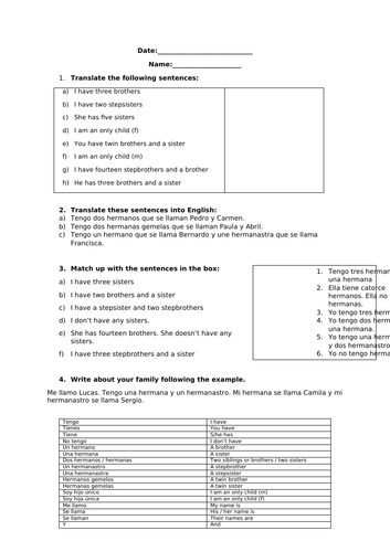 Mi familia - Class resources