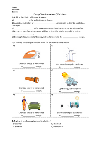 39 Energy Transformation Worksheet Answer Key Worksheet Database