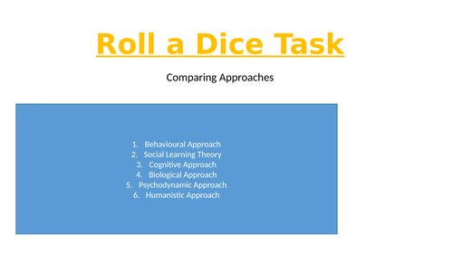 AQA Psychology A Level: Comparing Approaches - Roll a dice Task