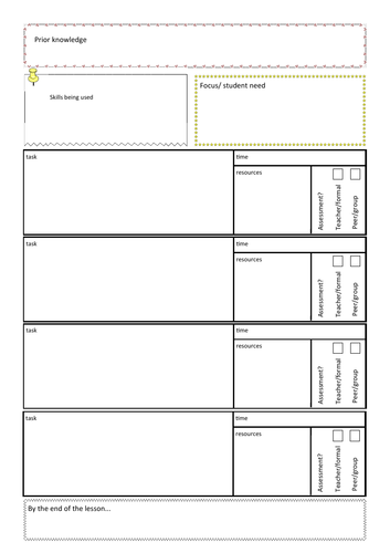 Blank lesson planning outline