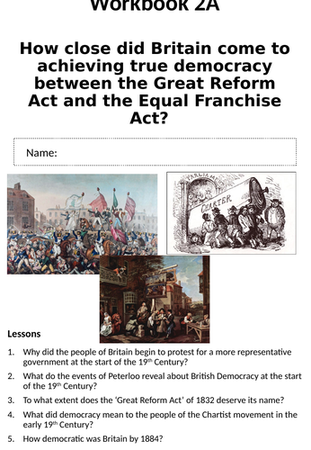 KS3 History: Democracy and Suffrage 1800-1885 Booklet and SOW