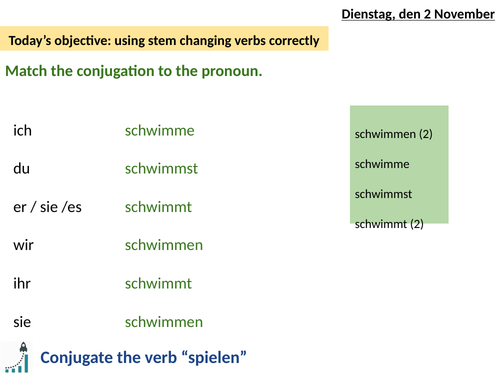 Stem changing / irregular German verbs