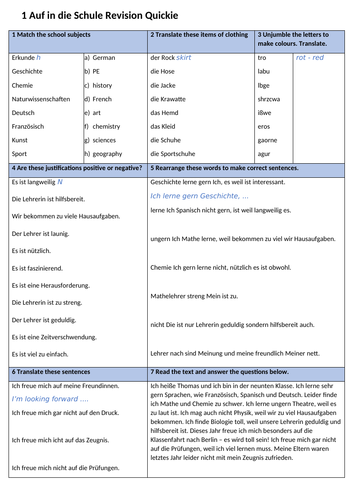 Schule - revision materials