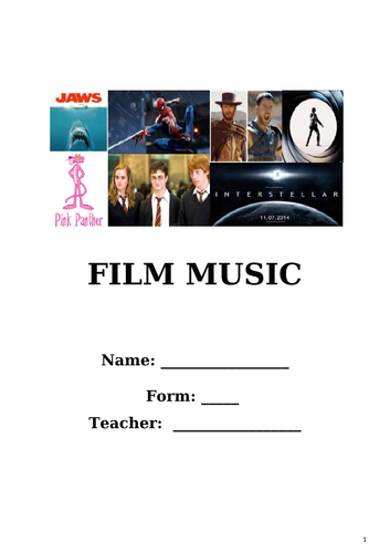 Film Music Booklet and activities KS3
