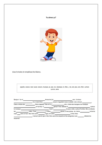 Tu aimes ça? / Likes and dislikes