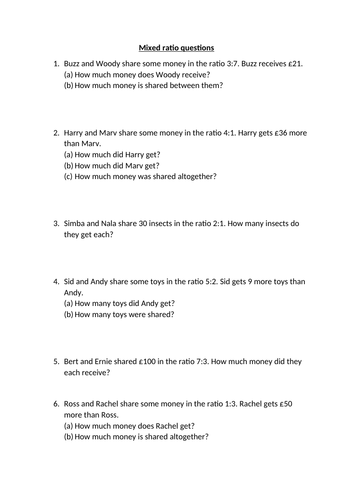 Mixed ratio questions