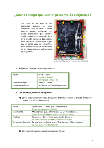 When to use the present of subjunctive