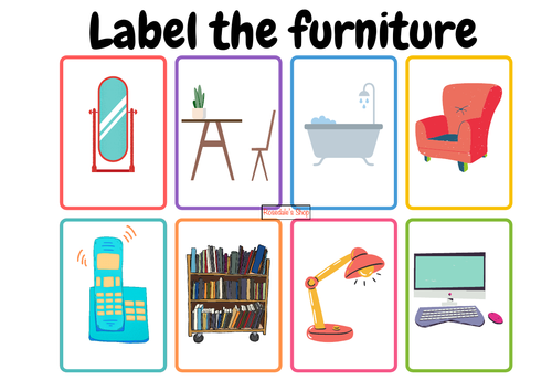 Flashcard Fun Learning of Furniture | Label the Pictures | Printable & Poster | Kids classroom ideas