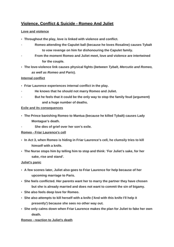 A* Romeo & Juliet Package Notes