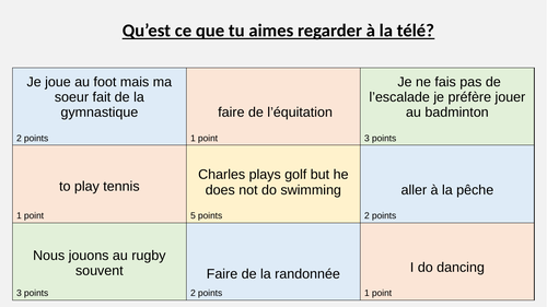French lesson on television with Conti-style activities