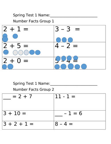 Arithmetic Practice Quiz Year 1